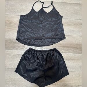 Black Satin Camisole and Shorts Set